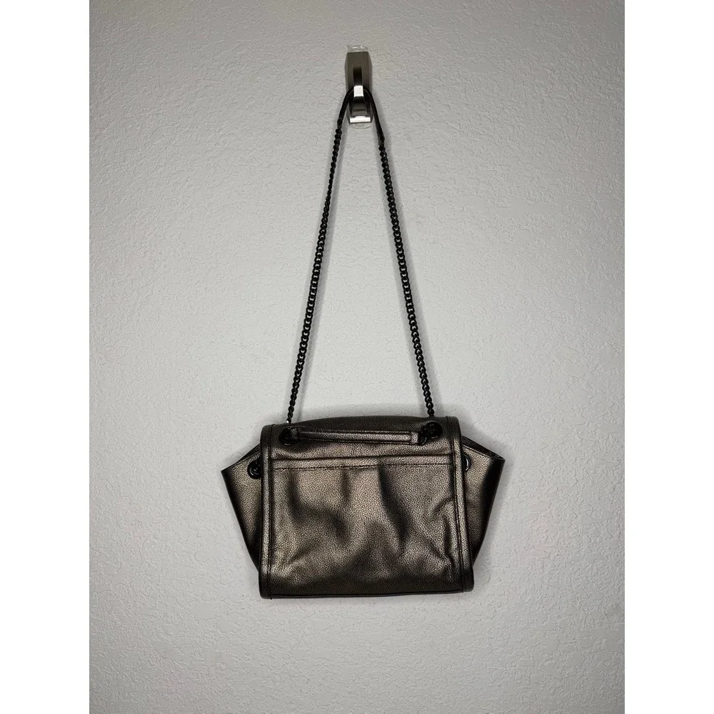 Y2K Coach Ranger Flap Metallic Black Leather Chain Crossbody Bag